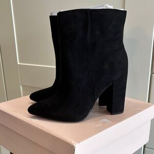 JustFab Black Suede Look Ankle Boots